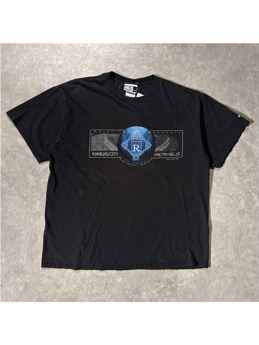 2000 Vintage Kansas City Royals Puma Black T-Shirt -XL